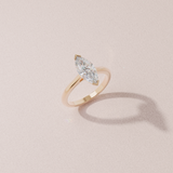 Alliance solitaire marquise - or rose