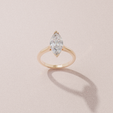 Alliance solitaire marquise - or rose