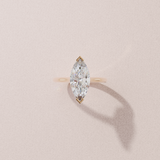 Alliance solitaire marquise - or rose