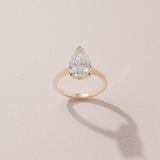Alliance solitaire poire  - or rose