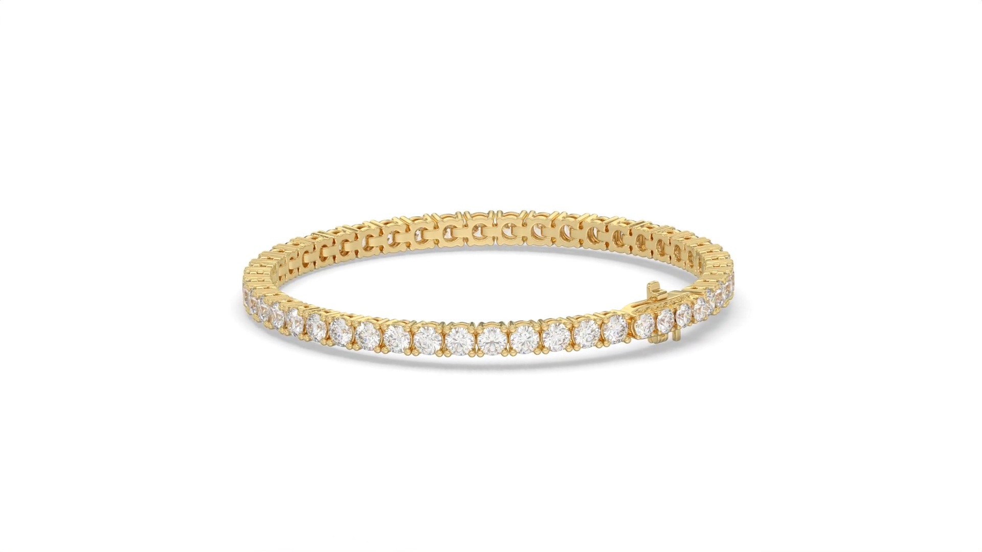 Bracelet tennis Suzie en or jaune 18 carats sur fond blanc