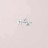 Bague Trio - Rond et émeraude - Or blanc