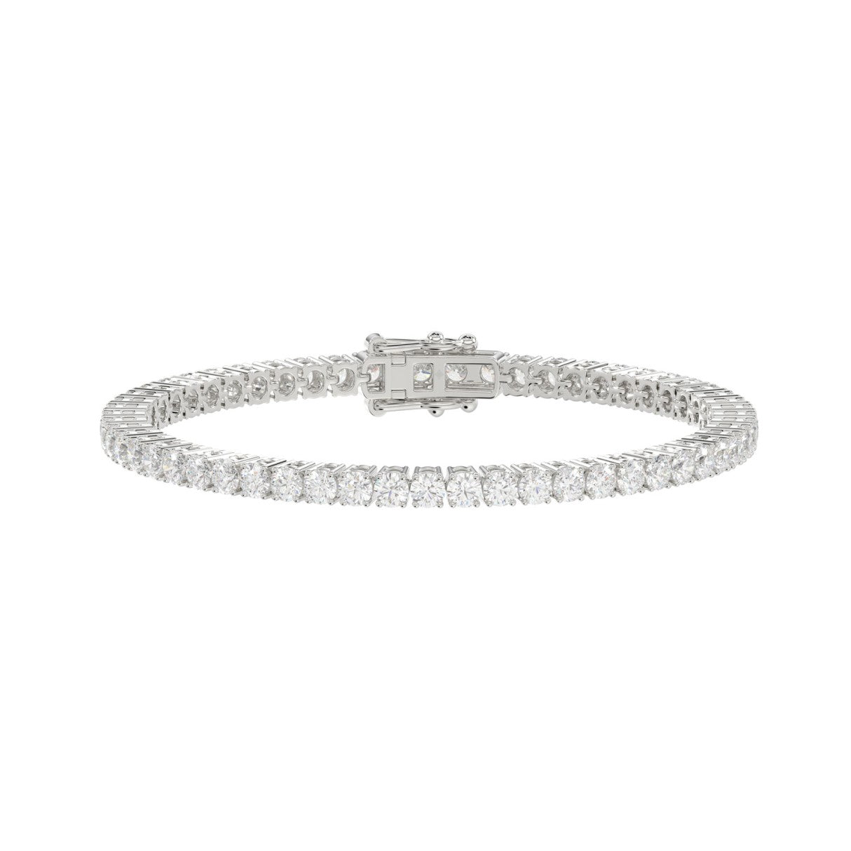 Bracelet tennis Suzie en or blanc 18 carats, ligne continue de diamants de laboratoire sertis quatre griffes