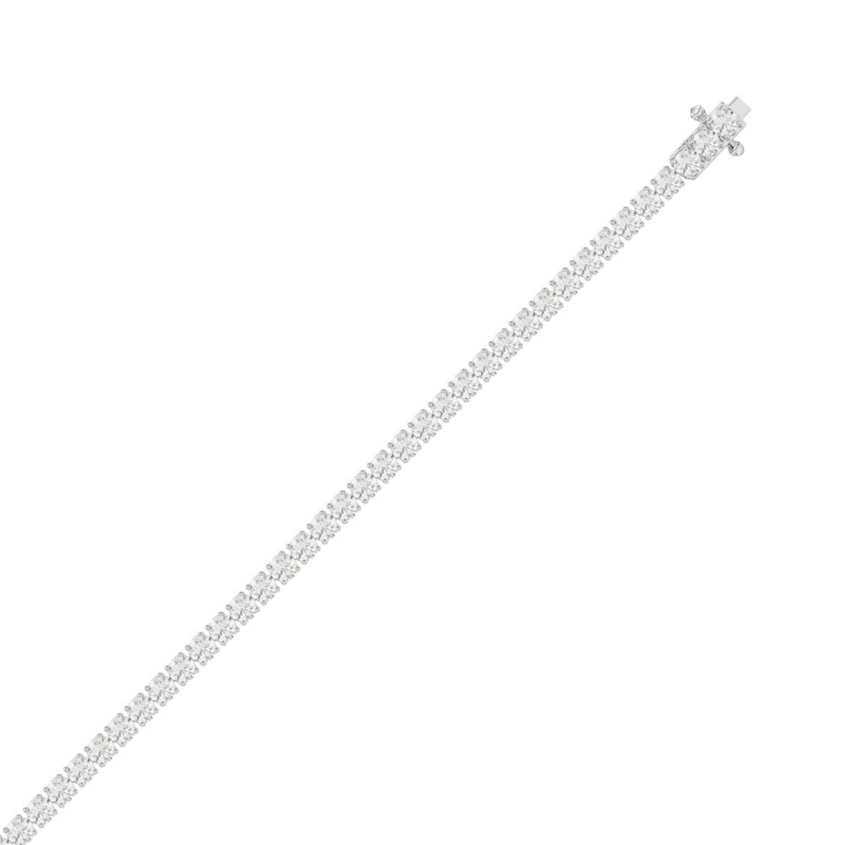 Bracelet tennis Suzie en or blanc 18 carats, vue d'ensemble du bracelet fermé