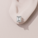 Boucles d'oreilles iconique - taille émeraude - or blanc