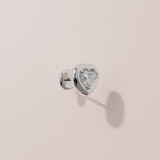 Boucles d'oreilles rétro coeur - Or blanc