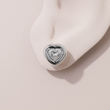 Boucles d'oreilles rétro coeur - Or blanc