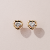 Boucles d'oreilles rétro coeur - Or rose