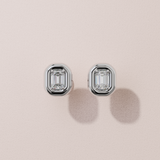 Boucles d'oreilles rétro émeraude - Or blanc