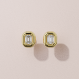 Boucles d'oreilles rétro émeraude - Or jaune