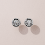 Boucles d'oreilles rétro rond - Or blanc