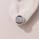 Boucles d'oreilles rétro rond - Or blanc