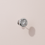 Boucles d'oreilles rétro rond - Or blanc