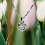 Collier rétro coeur - Or blanc