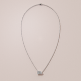 Collier Toi & Moi - taille émeraude & poire - Or blanc