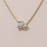 Collier Toi & Moi - taille émeraude & poire - Or jaune