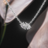 Collier Toi & Moi - taille poire & poire - Or blanc