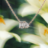Collier Toi & Moi - taille émeraude & poire - Or rose