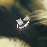 Bague Toi & Moi - Taille émeraude & poire - Or rose