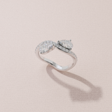 Bague Toi & Moi - Taille poire double - Or blanc