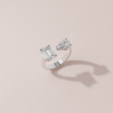 Bague Toi & Moi - Taille émeraude & poire - Or blanc