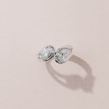 Bague Toi & Moi - Taille poire & ovale - Or blanc