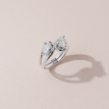 Bague Toi & Moi - Taille poire & ovale - Or blanc