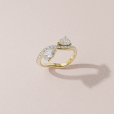Bague Toi & Moi - Taille poire double - Or jaune