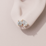 Boucles d'oreilles Toi & Moi - taille ronde & poire - or rose