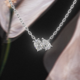 Collier Toi & Moi - taille ovale & poire - Or blanc