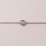 Bracelet rétro - taille coeur - Or blanc