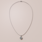 Collier rétro coeur - Or blanc