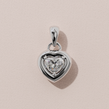 Collier rétro coeur - Or blanc