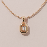 Collier rétro émeraude - Or rose