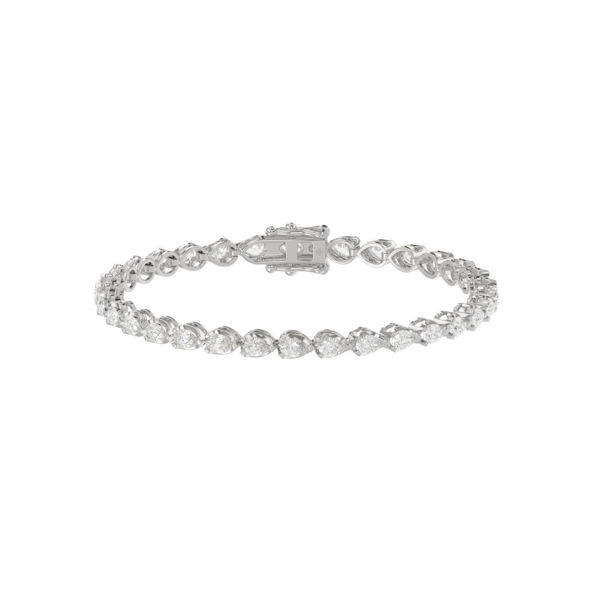 Bracelet tennis Josie, diamants de laboratoire taille poire, or blanc 18 carats