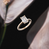 Alliance solitaire émeraude - or rose