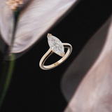 Alliance solitaire marquise - or rose