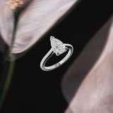 Alliance solitaire poire - or blanc